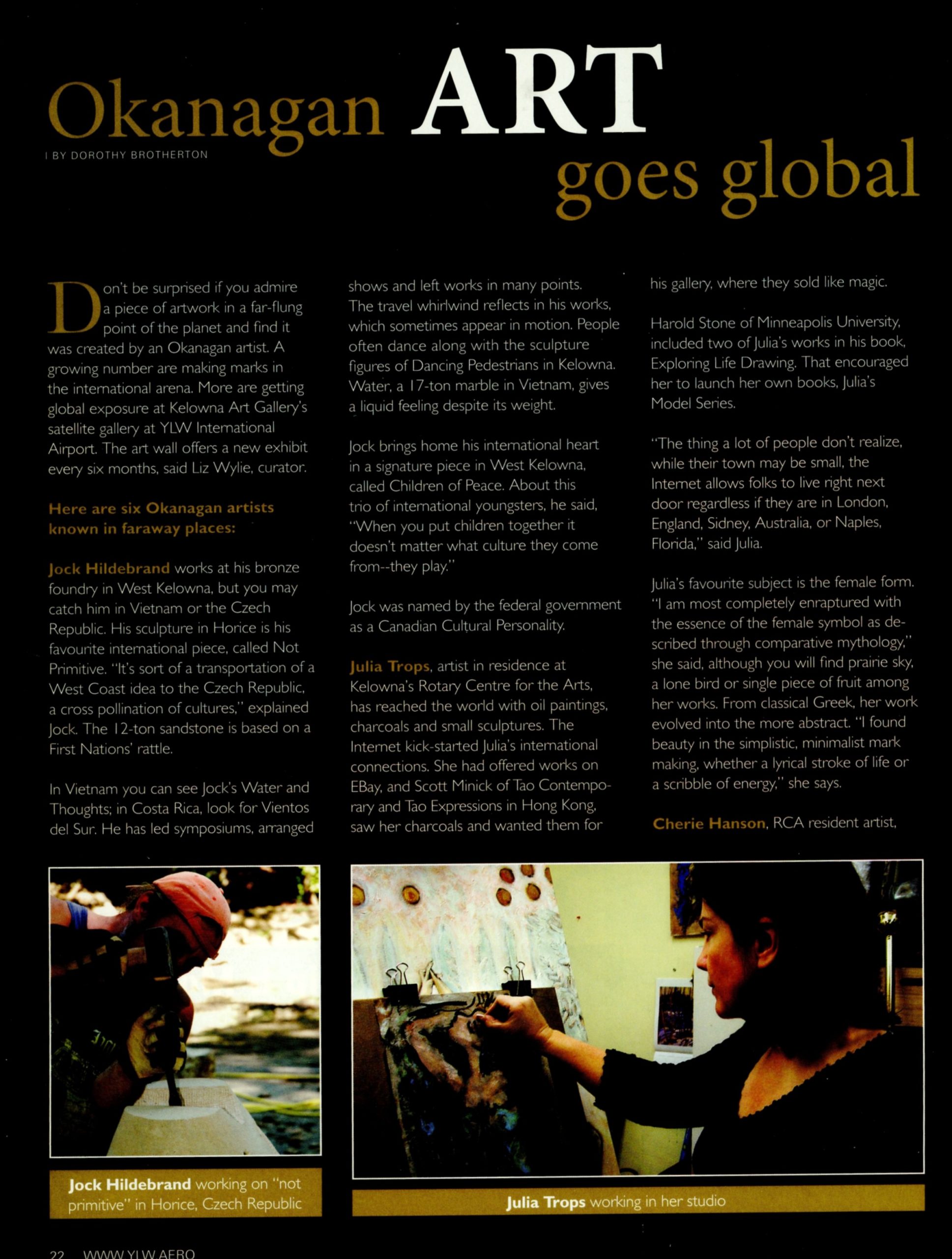 2009 Fall - YWL Connection Magazine - Okanagan Art Goes Global page 1 of 3
