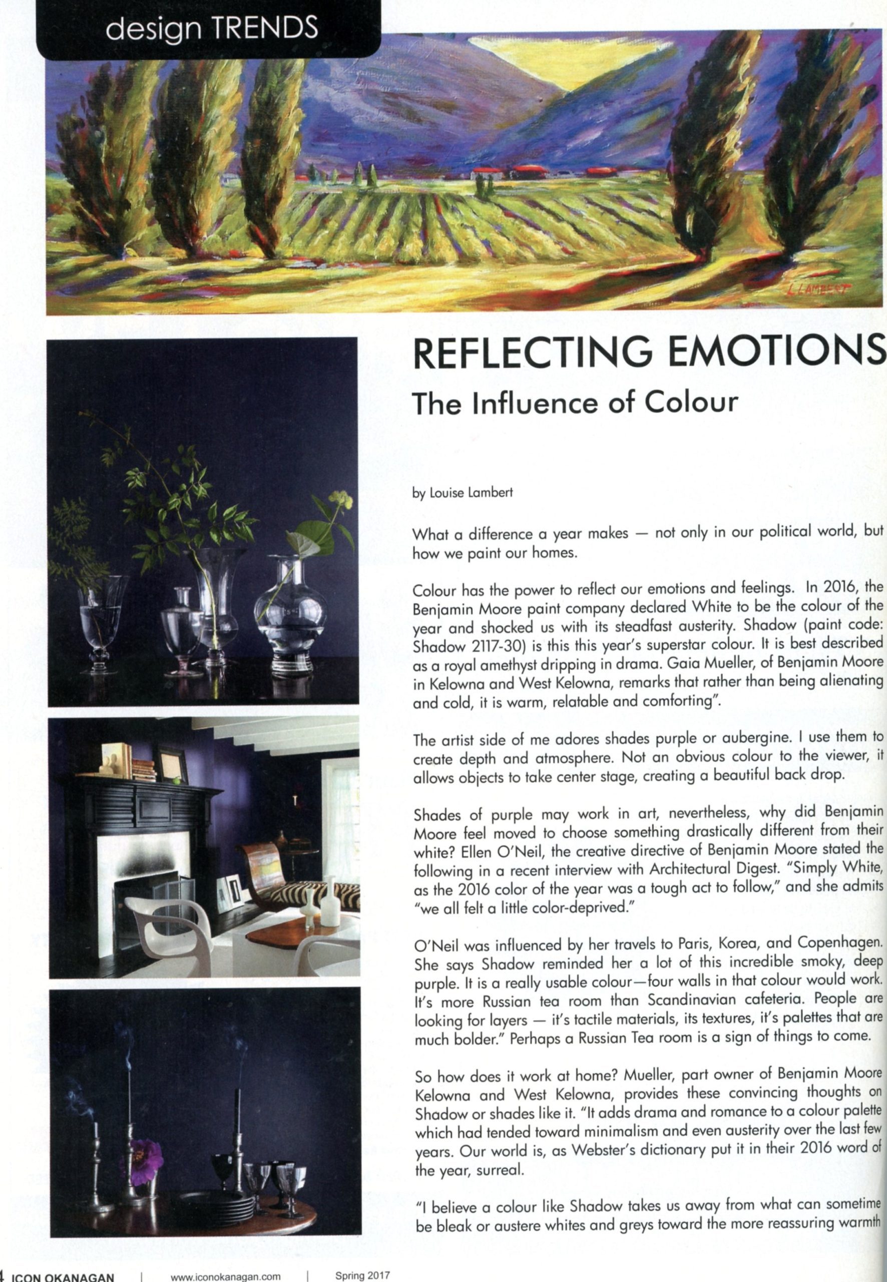 2017 Spring - Icon Kelowna - Article Refecting Emotions the Influence of Colour 1 of 2