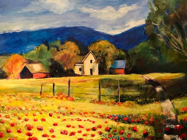 Poppy field Homestead Painting